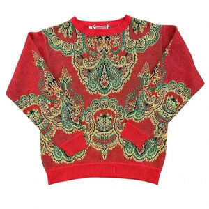 KENZO Knit Sweater Women’s Small Red Green Holiday Christmas Winter
